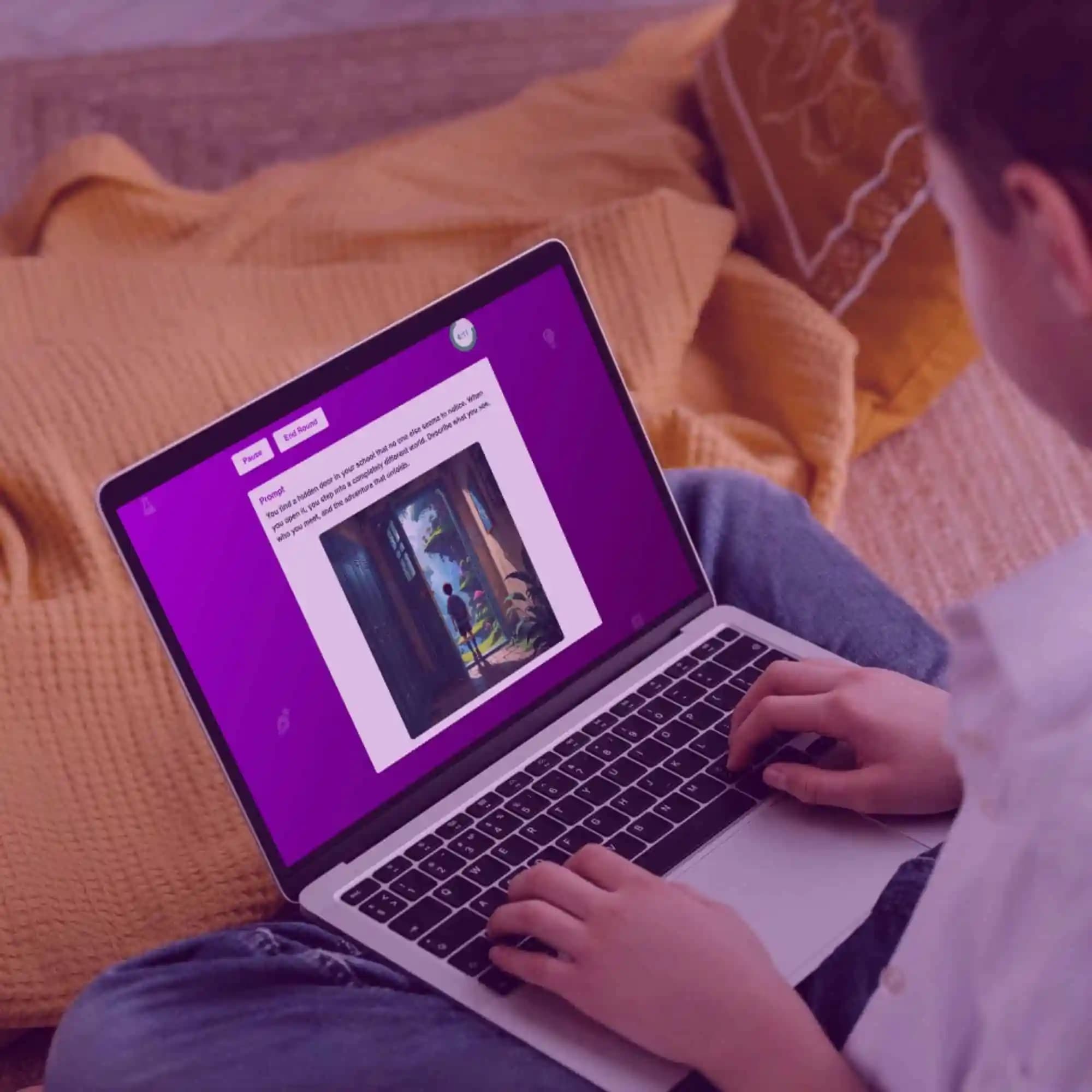 Kid playing Story Writing Lab